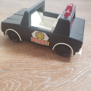 Vintage Police Car, Black and White Toy Car,  1980&#39;s  car, Vintage Loretto, Vintage Toy Car, Collectible Police Car