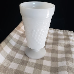 Mid-Century Harvest Grape Pattern Anchor Hocking Milk Glass Goblet