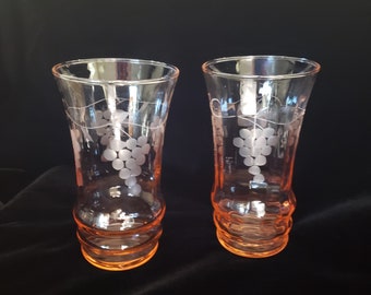 Vintage 1930’s Pink MacBeth-Evans Glass Tumbler, Depression Era Optic Paneled Glass Set, Collectible Glass, VintageLoretto