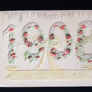 1908 Antique &quot;Happy New Year&quot;, Antique postcard,  VintageLoretto