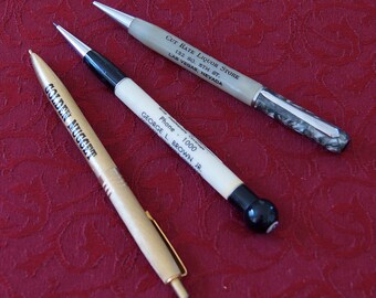 Vintage Vegas Mechanical Pen and Pencils, Redipoint, GoldenNugget, CutRateLiquor, George L Brown Insurance, Early Vegas Memories