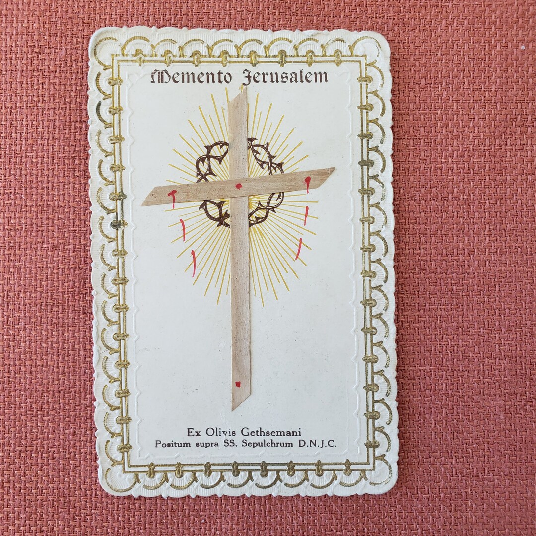 Vintage Jerusalem Holy Card, Ex Olivia Gethsemani Momento