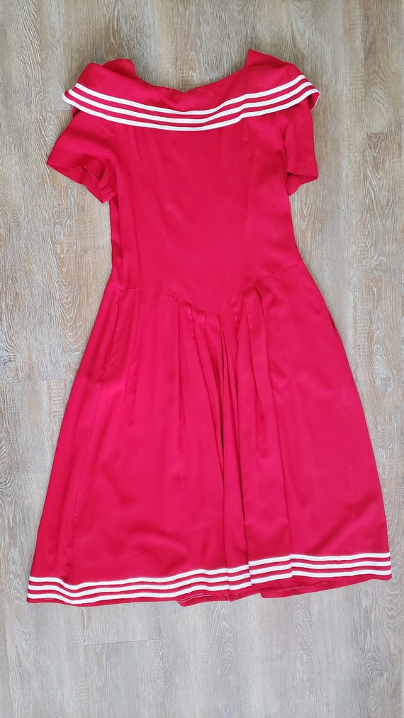 Nautical Style Red Dress, Party Dress, Valentine'… - image 7