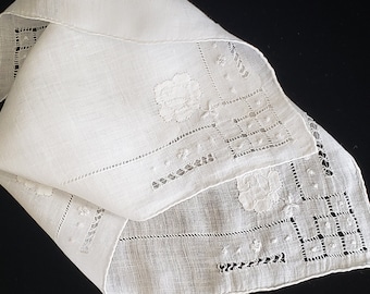 Vintage Cotton Handkerchief, 1940's Hanky, VintageLoretto