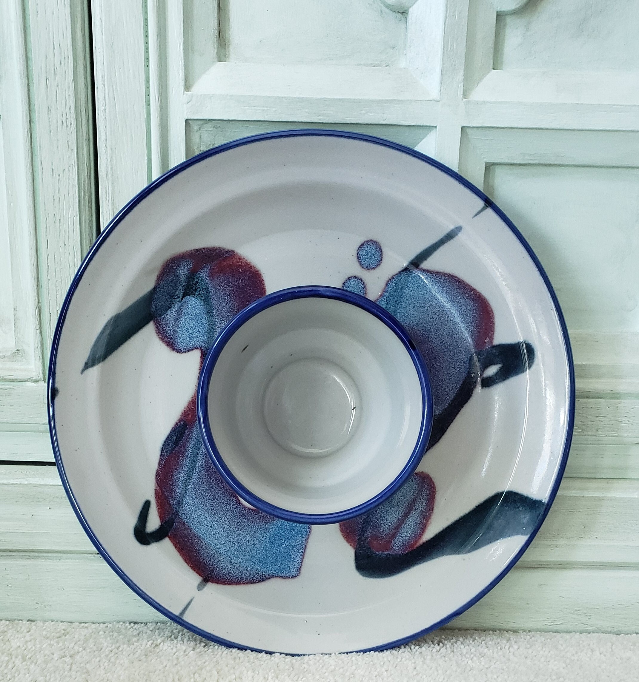 Vintage Chip and Dip Pottery Bagel Platter Sushi Plate Ojai Etsy