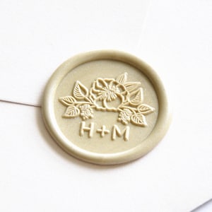 Flower with 2 initials monogram wax seal stamp custom design wedding invitation wax seals kit gift seals-M149