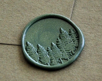 Fir forest wax seal stamp Custom cedar forest wax sealing wedding invitation wax seals kit