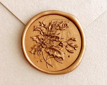 3D Holly wax seal stamp wedding invitation wax seals kit birthday gift sealing stamp Christmas gift for holidays