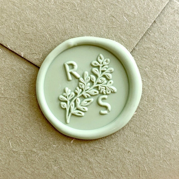 Personalized leaves with initials monogram wax seal stamp,custom monogram wax stamp set ,wedding invitation wax seals kit