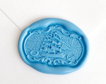 Sello de cera de velero 3D: sellos de cera para bodas con temática oceánica, sello de barco para sobres.