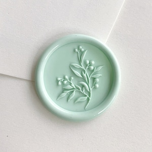 Selo de cera com folhas verdes 3D, kit de selos de cera para convites de casamento, selo de cera para envelopes, selo de cera para presente de aniversário