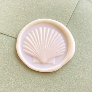 Timbro di ceralacca 3D con conchiglia, kit di sigilli di ceralacca per inviti di nozze, per matrimoni in spiaggia, timbro di ceralacca con conchiglia, regalo di festa per lei-3