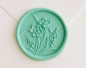 3D Daffodil wax seal stamp wedding invitation wax seals kit birthday gift sealing stamp gift for her