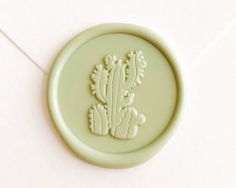 Cactus wax seal stamp Custom plant wax sealing wedding invitation wax seals kit green sage green wax stamping for invites
