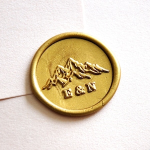 Personalized mountain with initials monogram wax seal stamp,custom monogram wax stamp set ,wedding invitation wax seals kit