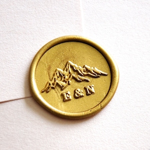Personalized mountain with initials monogram wax seal stamp,custom monogram wax stamp set ,wedding invitation wax seals kit