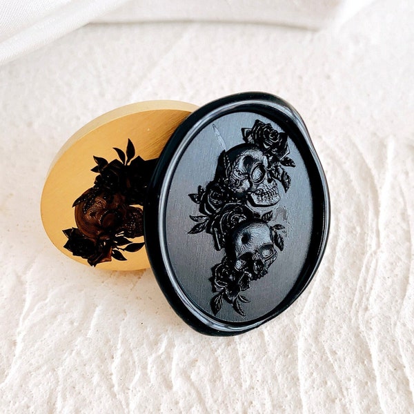 3D Oval skull with rose wax seal stamp relief skull seals invitation wax seals 3D wedding seals party wax seals gift for boys