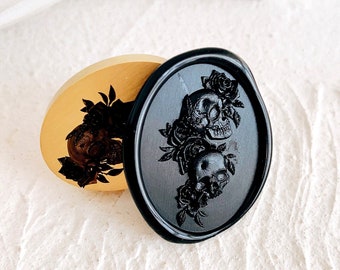 3D Oval skull with rose wax seal stamp relief skull seals invitation wax seals 3D wedding seals party wax seals gift for boys