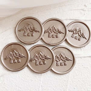 Gepersonaliseerde berg met initialen monogram lakzegels-huwelijksuitnodiging lakzegelstempelstickers-zelfklevende lakzegelstickers