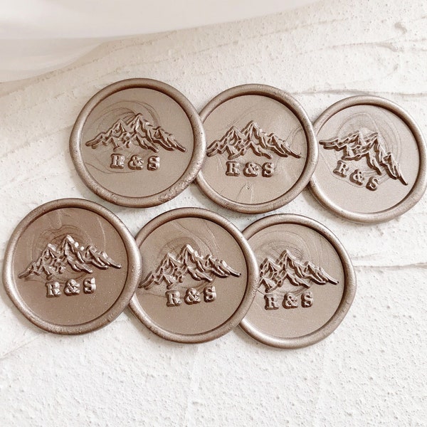 Personalized mountain with initials monogram Wax Seals-wedding invitation wax seal stamp stickers-Self Adhesive wax seal stickers