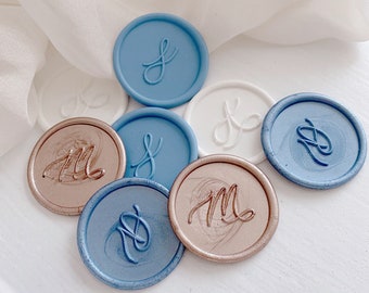 Calligraphy Initial Self Adhesive Wax Seals-wedding invitation wax seal stickers- Initial Monogram Wax Seal Sticker wedding wax seal