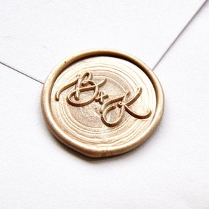 Benutzerdefinierte Casual Kalligraphie Initialen Monogramm Wachssiegel Stempel, Hochzeitseinladung Wachssiegel Kit Hochzeit Logo Siegelstempel für Umschläge