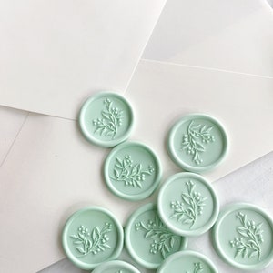 3D Greenery leaves wax seal stamp wedding invitation wax seals kit birthday gift sealing stamp gift for her image 2