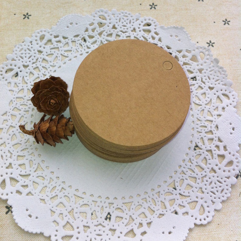 4cm x 4cm |100 200500pcs round tag blank kraft paper Tags Die cut tags tags gift tag wine party wedding shower tags