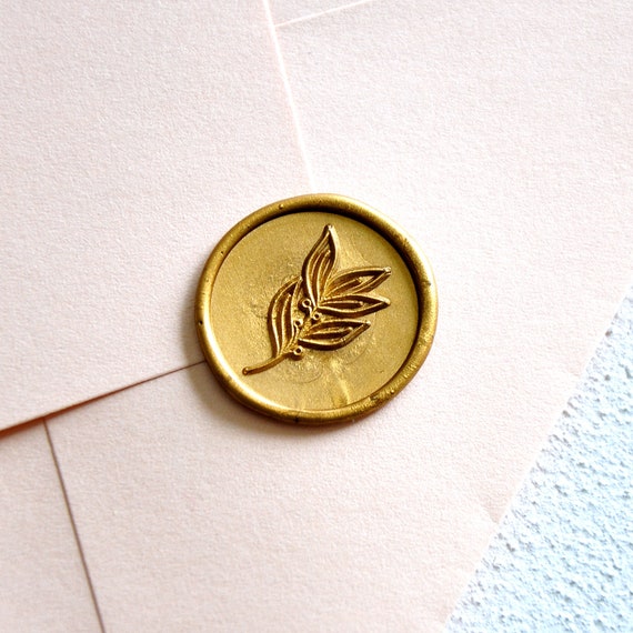  25Pcs Gold & White Wax Seal Stickers Handmade Vintage  Botanical Leaves Adhesive Letter Wax Stickers For Wedding Party  Invitations, Envelope, Gift Wrap, Christmas