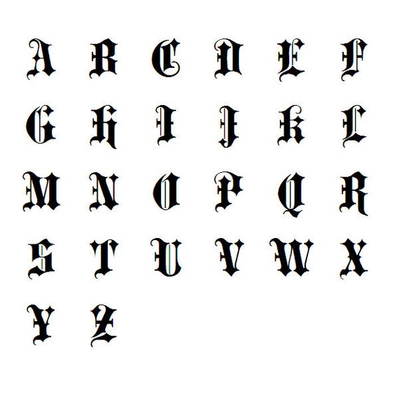 gothic calligraphy alphabet a z