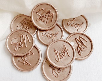 Custom monogram Self Adhesive Wax Seals-wedding invitation wax seal stickers- initials adhesive wax seals