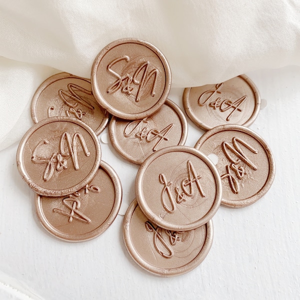 Custom monogram Self Adhesive Wax Seals-wedding invitation wax seal stickers- initials adhesive wax seals