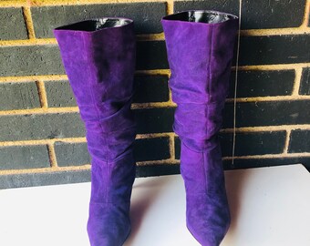 women's purple suede boots