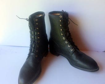 justin black lace up boots