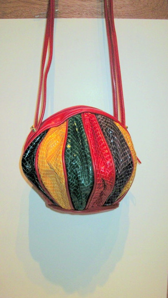 vintage 80S mix color snakeskin and leather purse