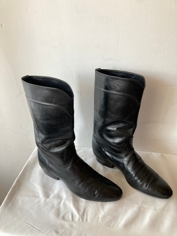 vintage Justin men black leather boots -kick your 