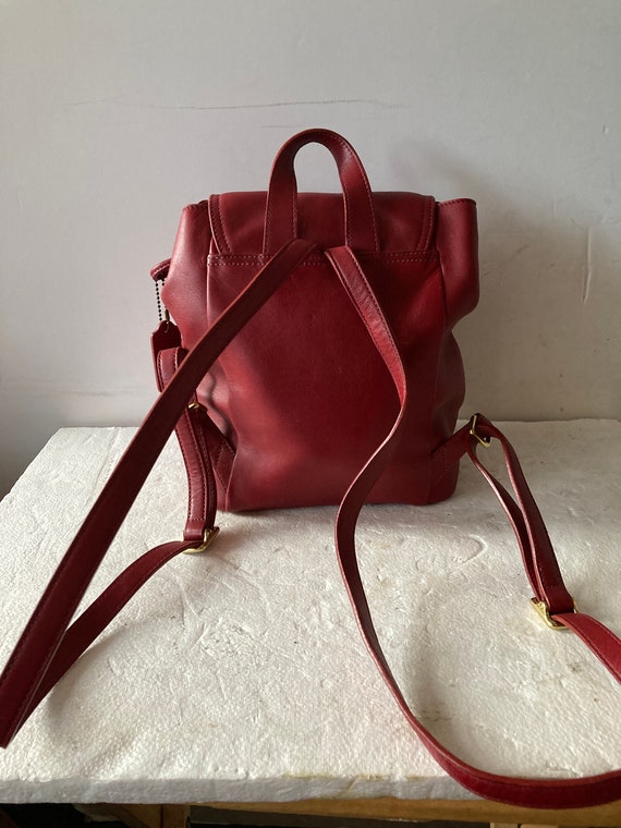 sz S COACH vintage backpack purse-marsala red sup… - image 6