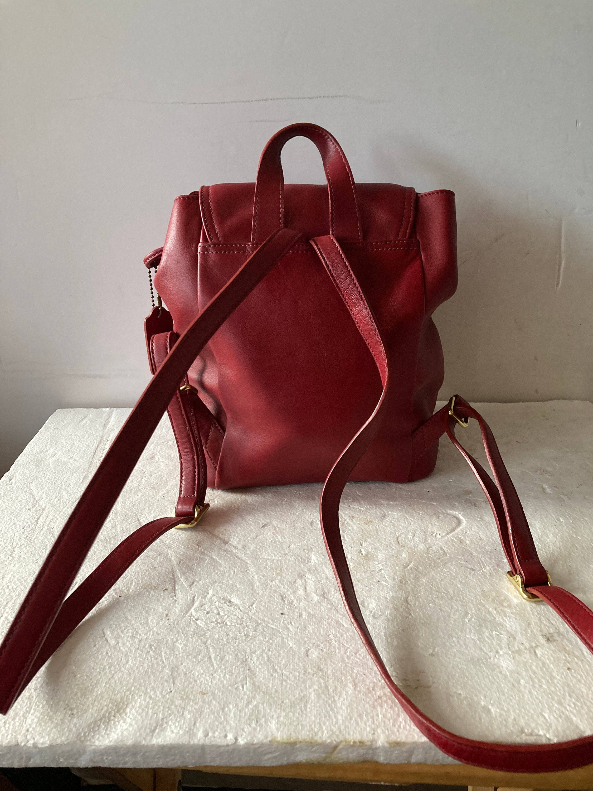 Coach 2004 Red Leather Backpack Purse - Women Coach Charter Backpack 24 In Signature Leather – Club de Mode main image 2