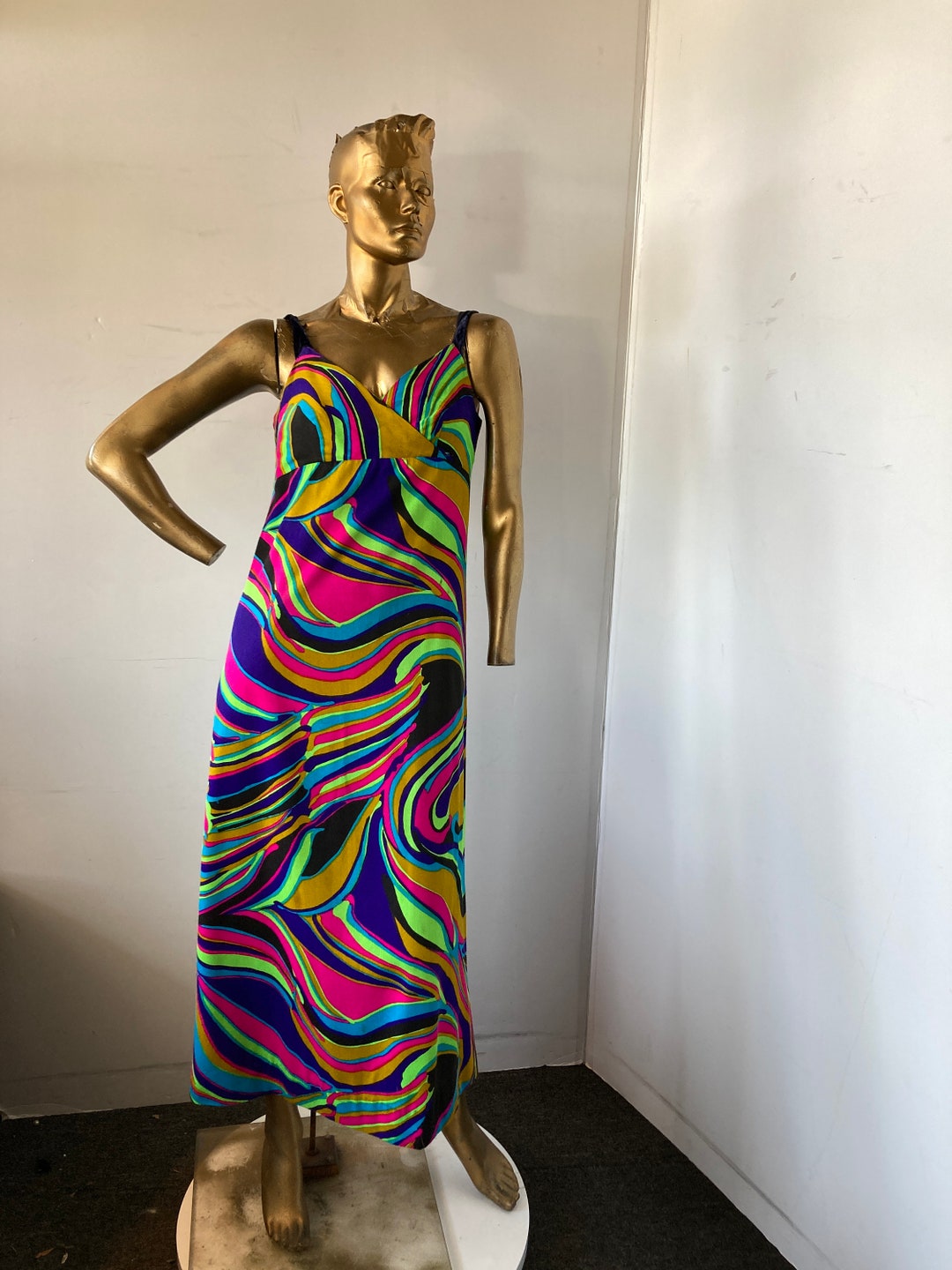 Vintage 70s Cotton Bold Tropical Print Halter Maxi Dress Sz S - Etsy
