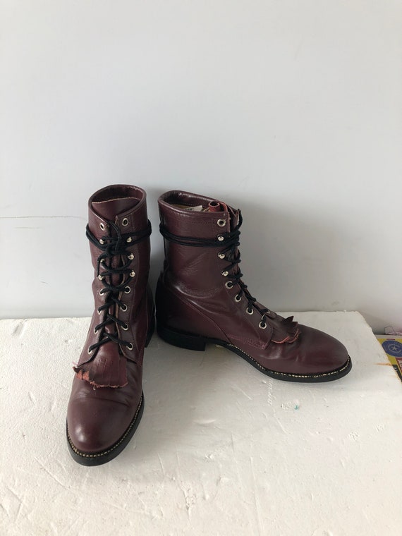 Sz 8b Brown Leather Vintage JUSTIN Boots Dark Chocolate - Etsy