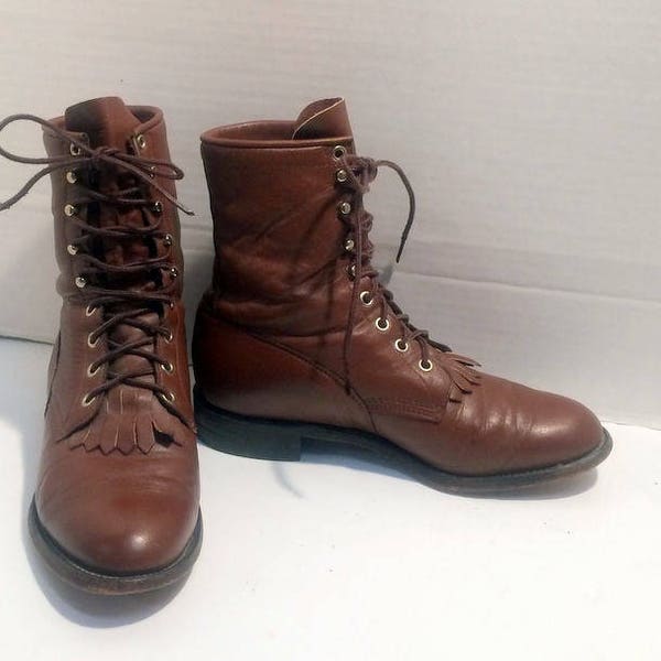 Brown Lace up Boots - Etsy