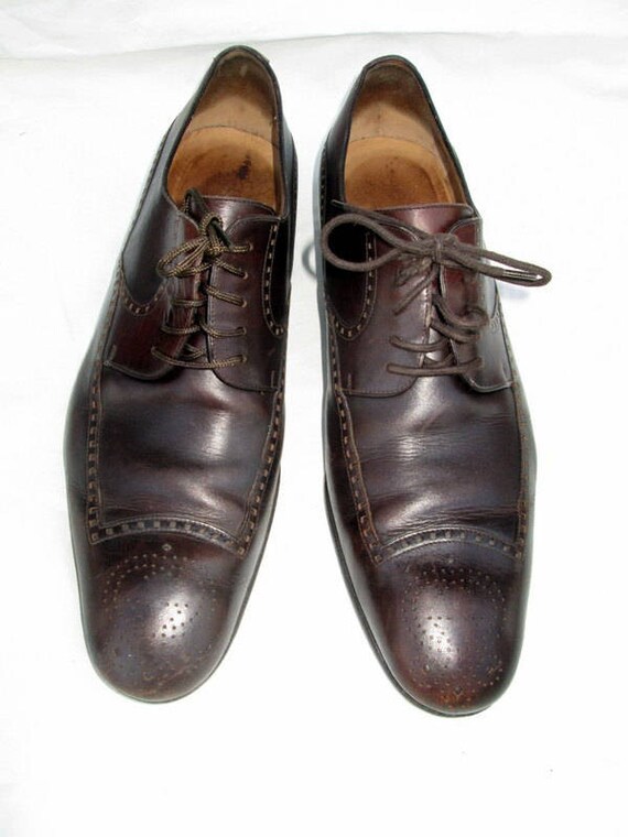 SZ 11 D GUCCI Vintage Men Stylish Brown Italian Leather 