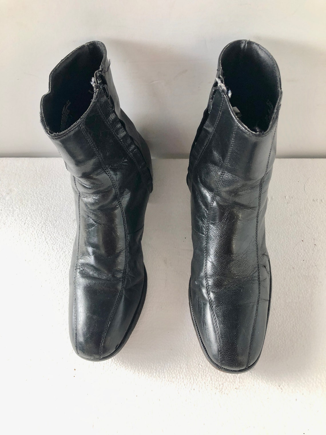 Sz 7 D FLORSHEIM vintage 80S black leather men or women ankle | Etsy