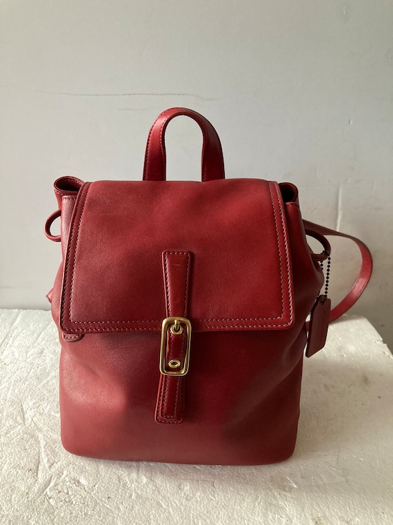 sz S COACH vintage backpack purse-marsala red sup… - image 4