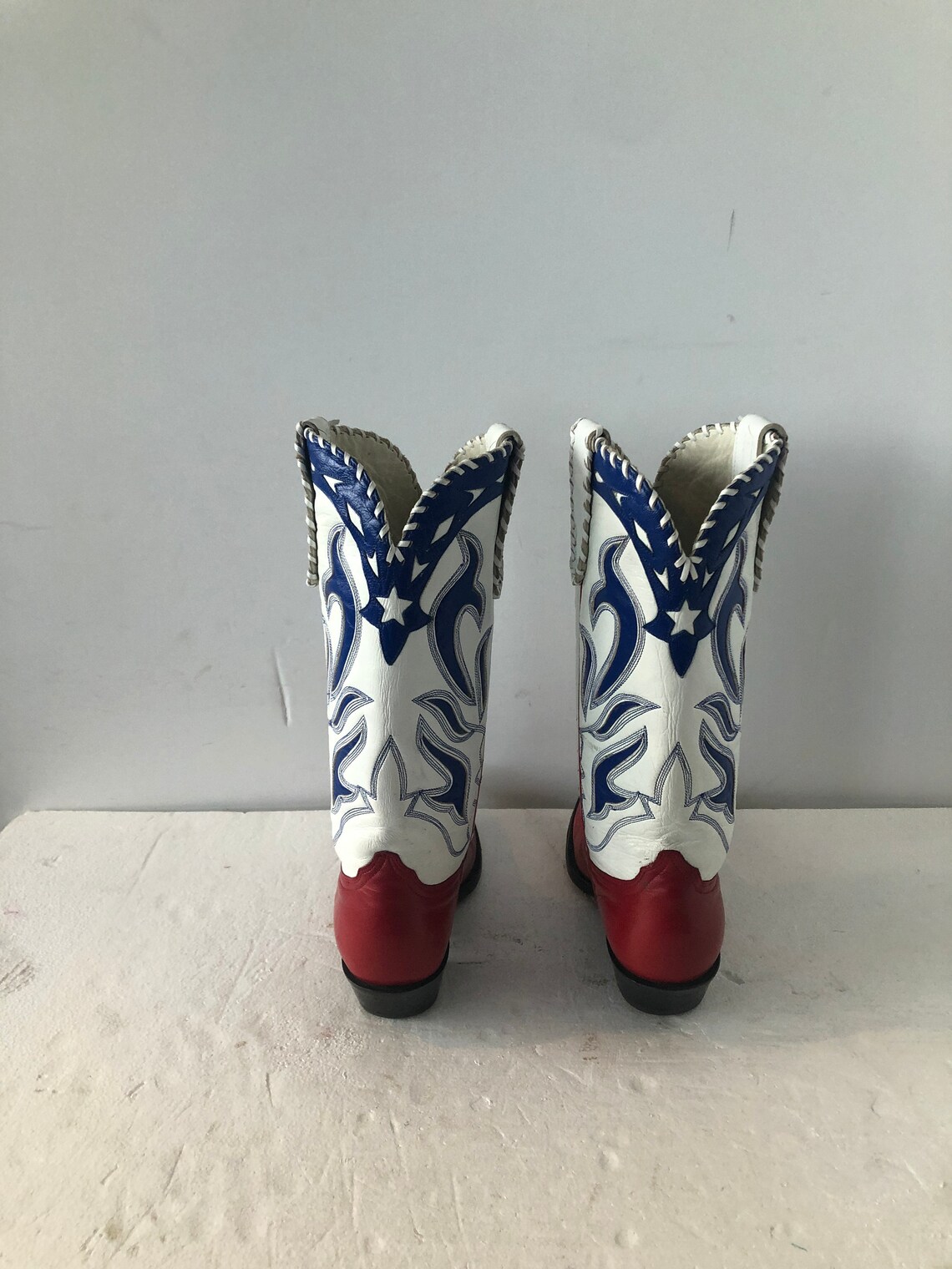Sz 6.5 vintage women cowboy boots red white and blue leather Etsy
