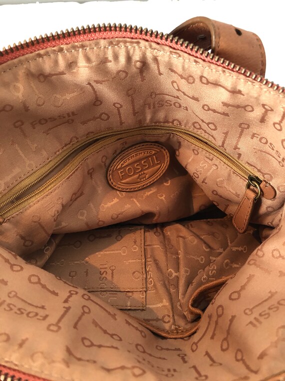 vintage FOSSIL x large shoulder bag purse- pink a… - image 9