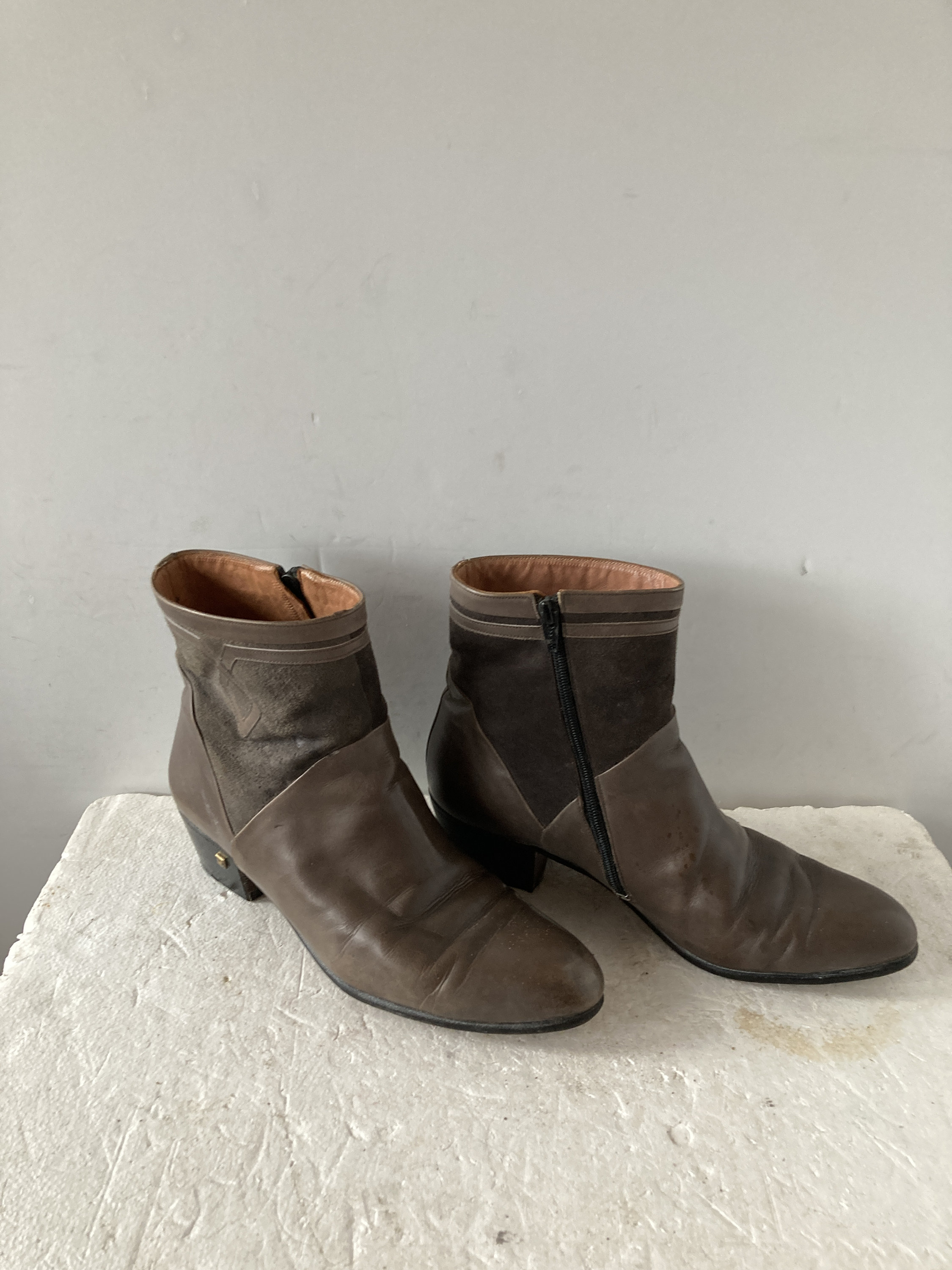 SZ 11,5 D PIERRE CARDIN Vintage Men Brown Leather Boots-high  display picture 3