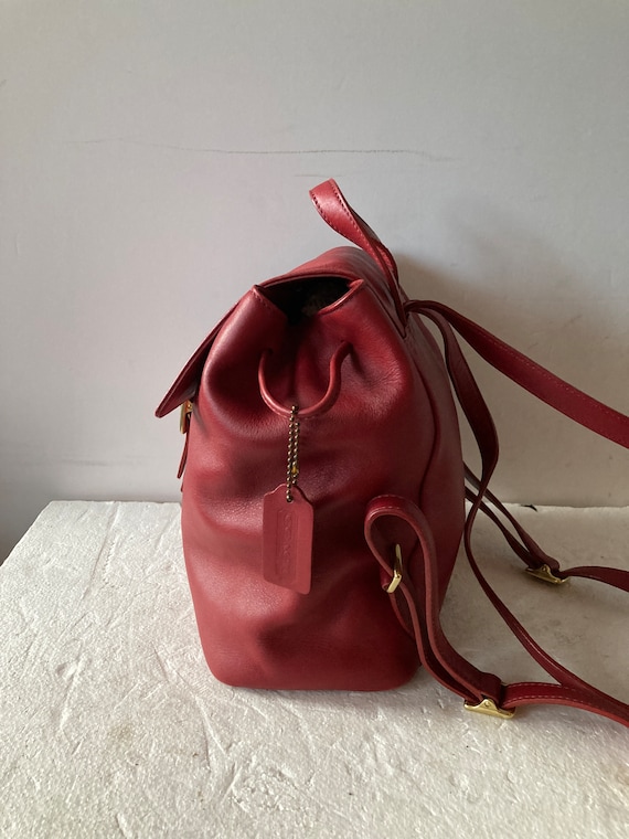 sz S COACH vintage backpack purse-marsala red sup… - image 7