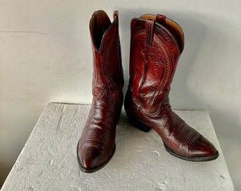 Gr. 13 D Lucchese Vintage Herren Cowboy Stiefel, handgefertigte Westernstiefel, nachhaltig hergestellt in TEXAS mit Stolz