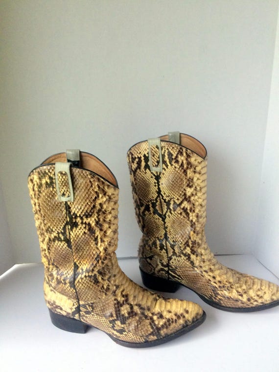 Botas vintage sz 12 D botas vaqueras de piel de serpiente | Etsy España